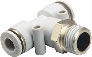 Apb 백색 황동 니켈 도금 남성 티 공압 이음쇠